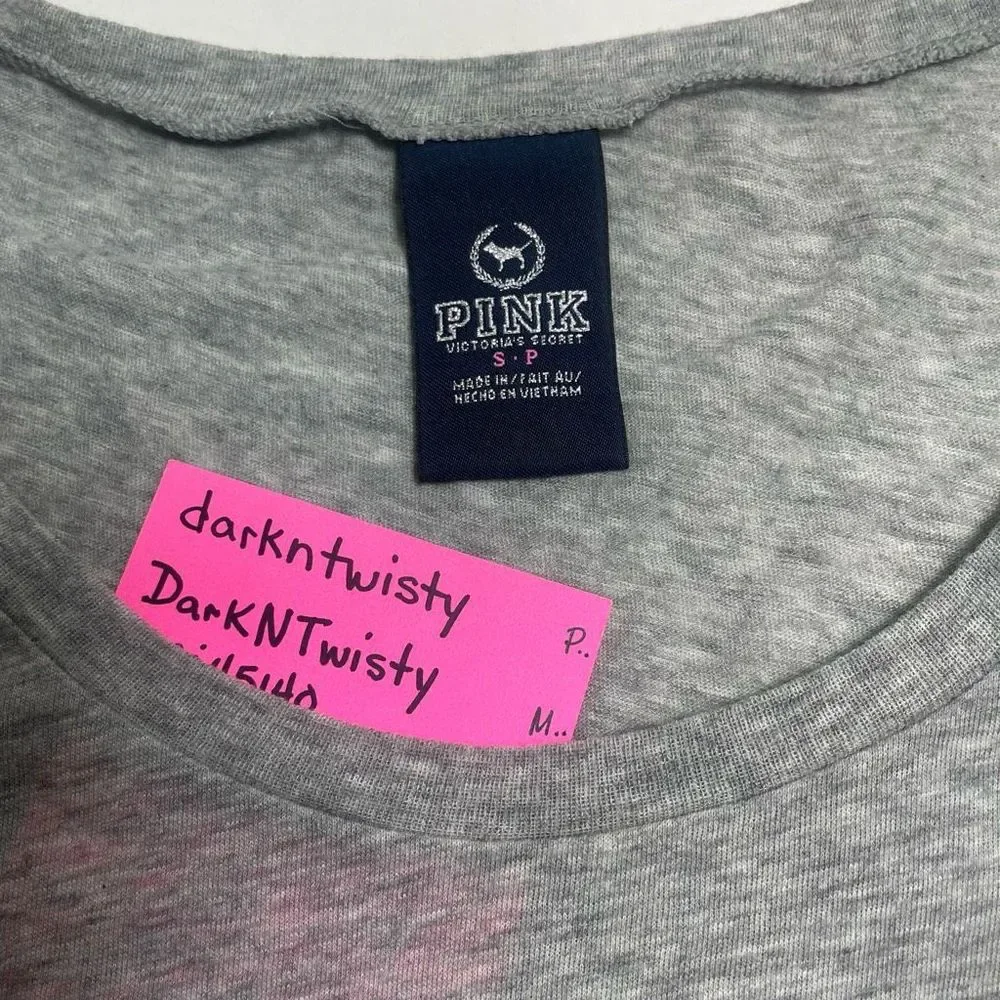 BNWOT Victoria’s Secret PINK Gray knitsequin short sleeve tshirt S PRICE FIRM - Picture 10 of 11
